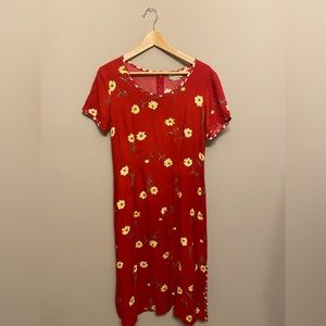 Vintage Floral Red Dress